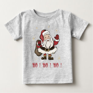 Camiseta Para Bebê Santa Claus Cinza Bebê T-Shirt