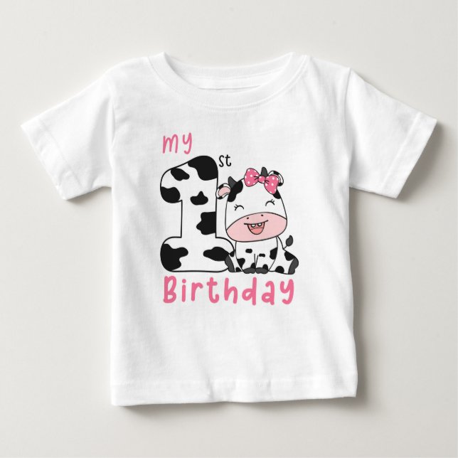 Camiseta Para Bebê Santa Festa de primeiro aniversario de Garota (Frente)
