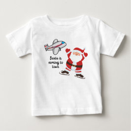 Camiseta Para Bebê Santa is coming to town plane t-shirt for kids 