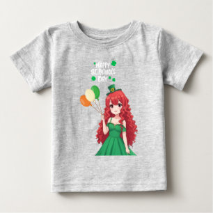 Camiseta Para Bebê Santa Patrick é fofo, moça de anime irlandesa