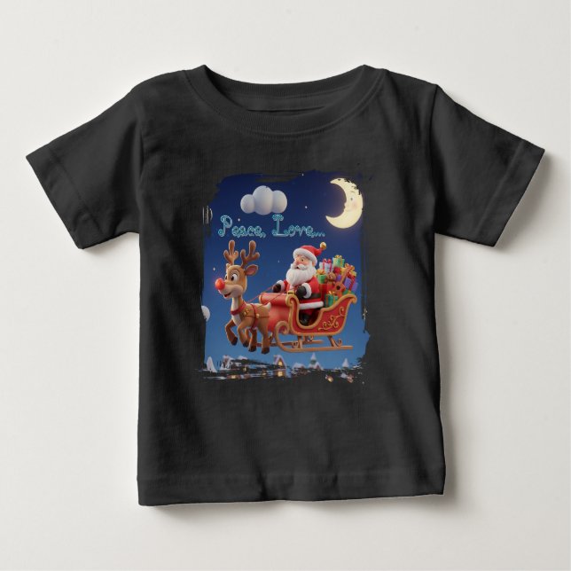 Camiseta Para Bebê Santa Rudolph Christmas Baby Jersey Tee (Frente)