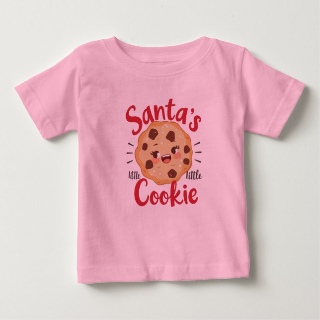 Camiseta Para Bebê Santa’s Little Cookie Baby Shirt | Cute Christmas  (Frente)