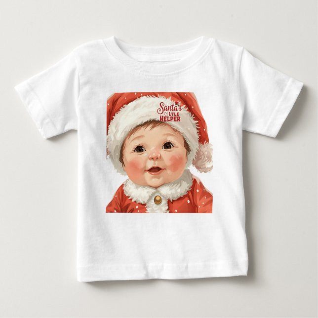 Camiseta Para Bebê Santa’s Little Helper Baby Shirt | Cute Christmas (Frente)