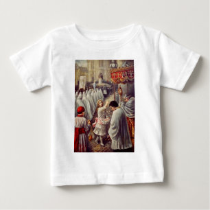 Camiseta Para Bebê Santa Teresinha Lançando Rosas Corpus Domini Arte