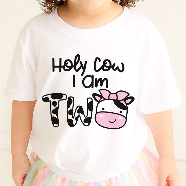 Camiseta Para Bebê Santa Vaca Sou Duas Garotas segundo aniversário T- (Criador carregado)