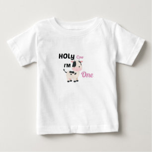 Camiseta Para Bebê Santa vaca, sou um, Fazenda dote de aniversário