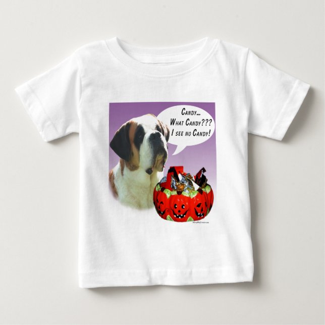 Camiseta Para Bebê Santo Bernard Halloween Candy (Frente)