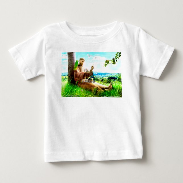 Camiseta Para Bebê Santo Francis e o sermão prega aos pássaros (Frente)