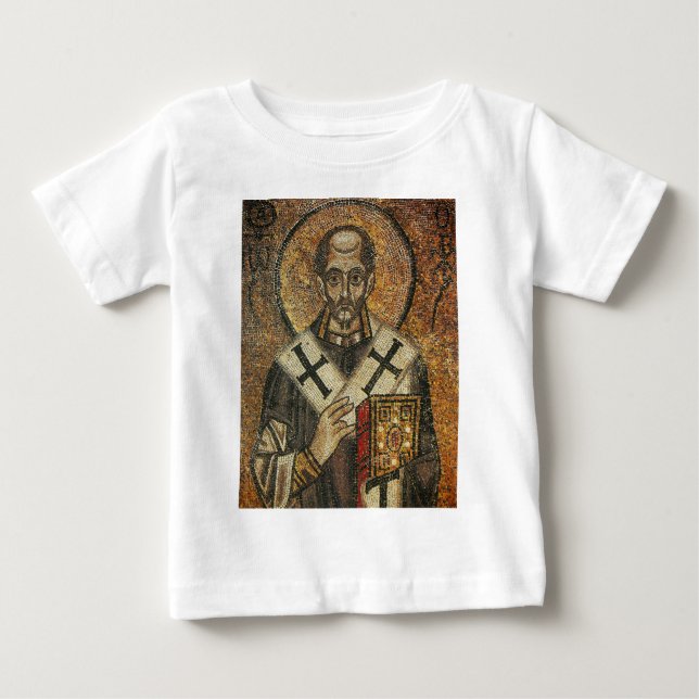 Camiseta Para Bebê Santo John Chrysostom arcebispo de Constantinopla (Frente)