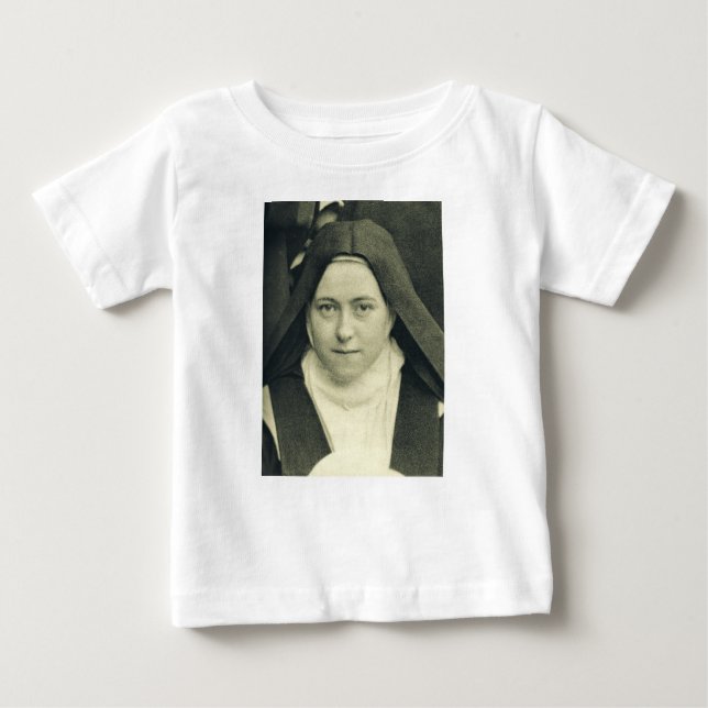 Camiseta Para Bebê Santo Terês da Criança Jesus e o Rosto Sagrado (Frente)
