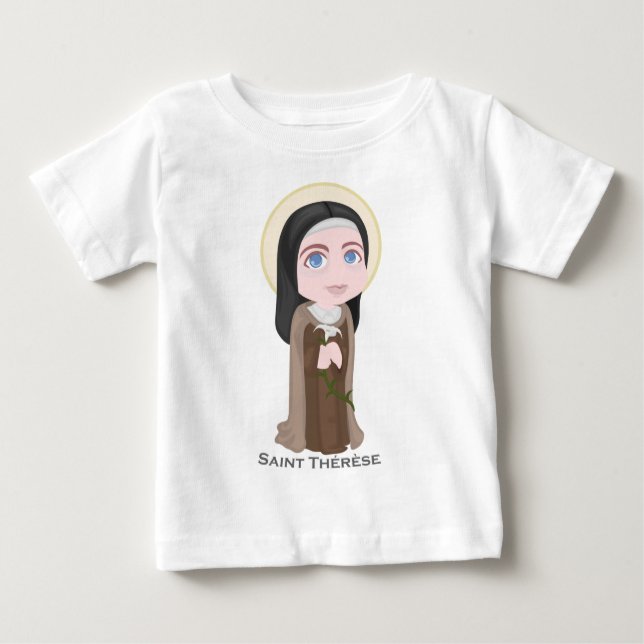 Camiseta Para Bebê Santo Therese do católico bonito de Lisieux (Frente)