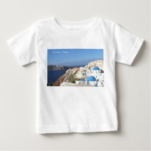 Camiseta Para Bebê Santorini, piscina, Vila-Oia, fotografia, azul