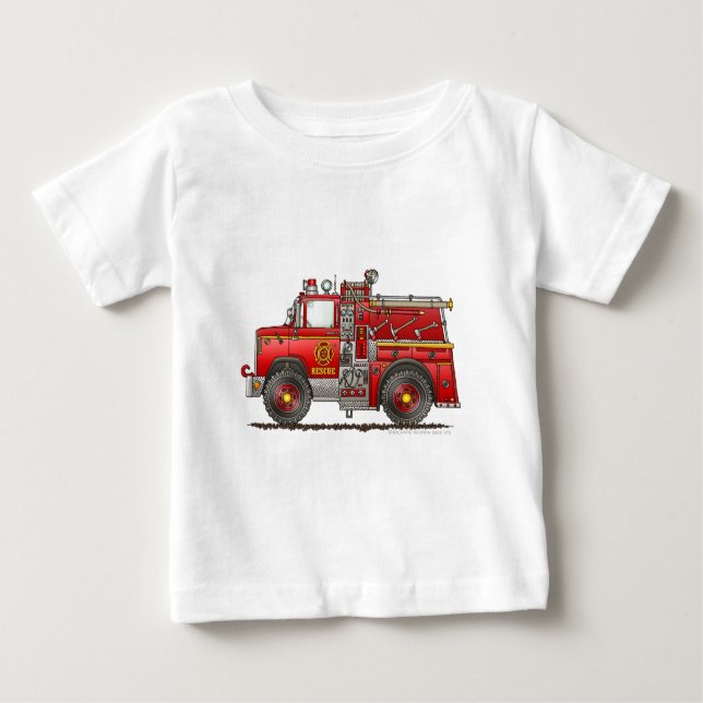Camiseta Para Bebê Sapador-bombeiro do carro de bombeiros do (Frente)