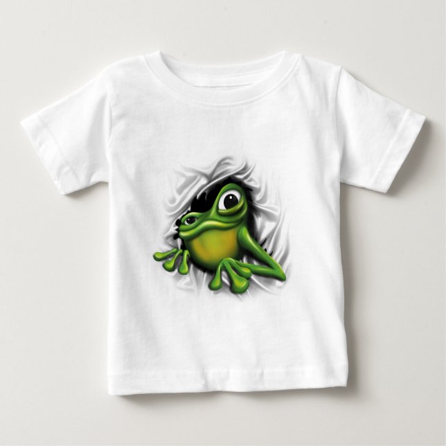 Camiseta Para Bebê Sapo 3d legal (Frente)