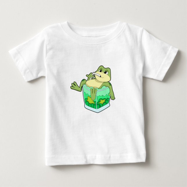Camiseta Para Bebê Sapo com copo de suco (Frente)