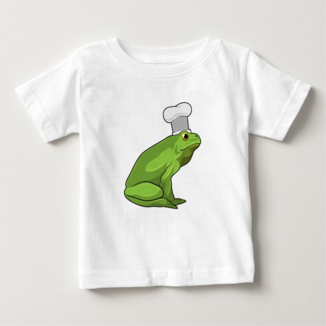 Camiseta Para Bebê Sapo como cozinhar com chapéu de chef (Frente)