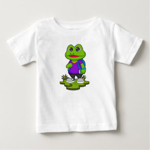 Camiseta Para Bebê Sapo como Hiker com Backpack