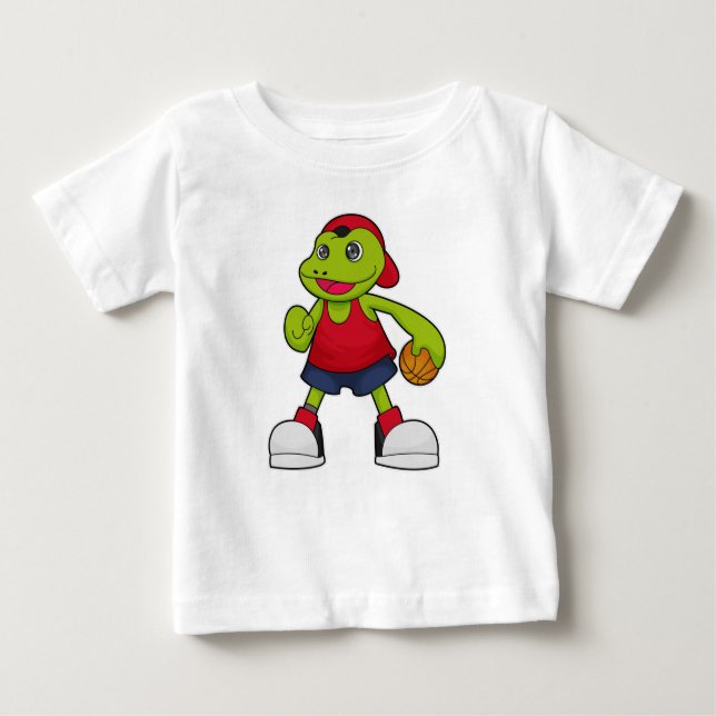 Camiseta Para Bebê Sapo como jogador de basquetebol (Frente)