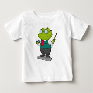 Camiseta Para Bebê Sapo como professor com livro
