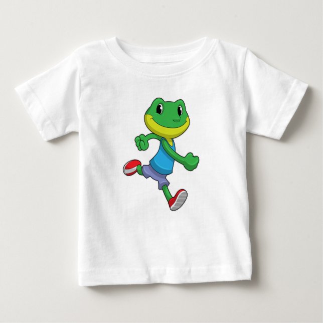 Camiseta Para Bebê Sapo como Runner em Execução (Frente)