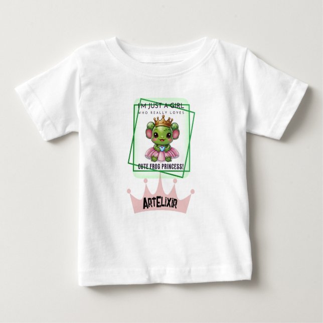 Camiseta Para Bebê Sapo Cute Kawaii Princesa Impressão (Frente)