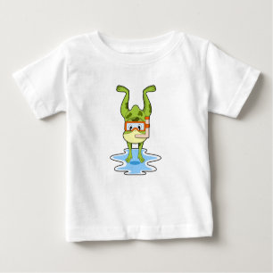 Camiseta Para Bebê Sapo em mergulho com Snorkel