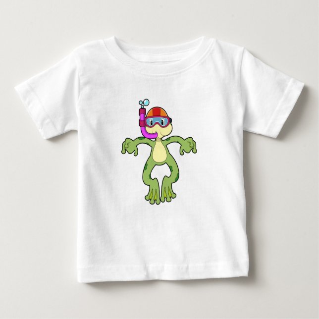 Camiseta Para Bebê Sapo em mergulho com Snorkel (Frente)
