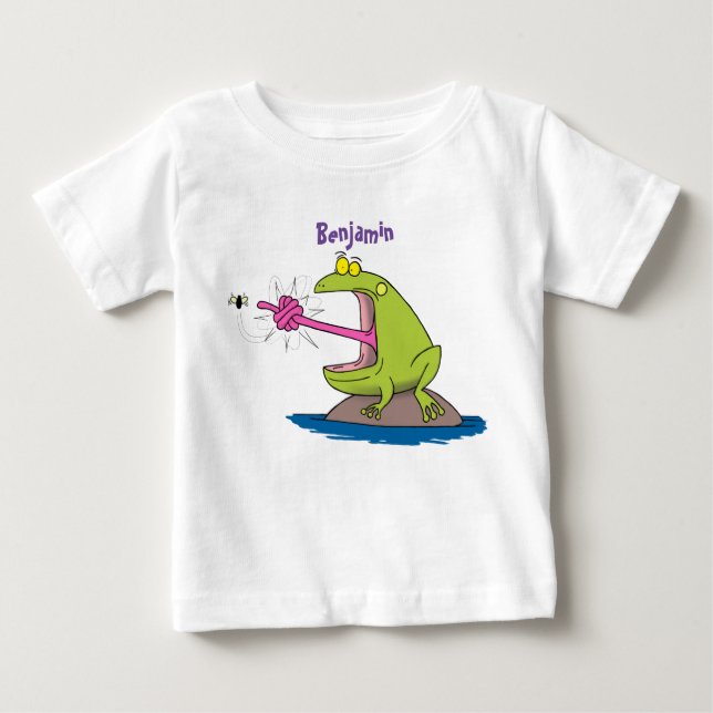 Camiseta Para Bebê Sapo engraçado e desenho animado (Frente)