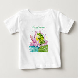 Camiseta Para Bebê Sapo engraçado num lótus