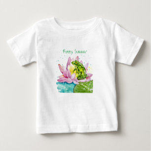 Camiseta Para Bebê Sapo engraçado num lótus