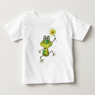 Camiseta Para Bebê Sapo Feliz e Bonito