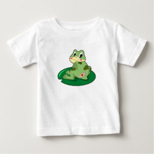 Camiseta Para Bebê Sapo Folha de Coração