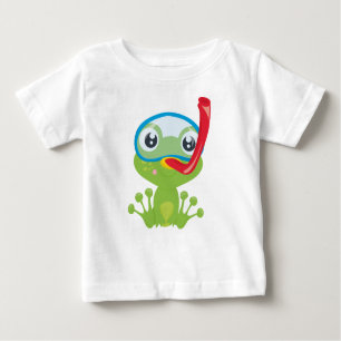 Camiseta Para Bebê Sapo giro, Sapo pequeno, Sapo verde, Snorkel