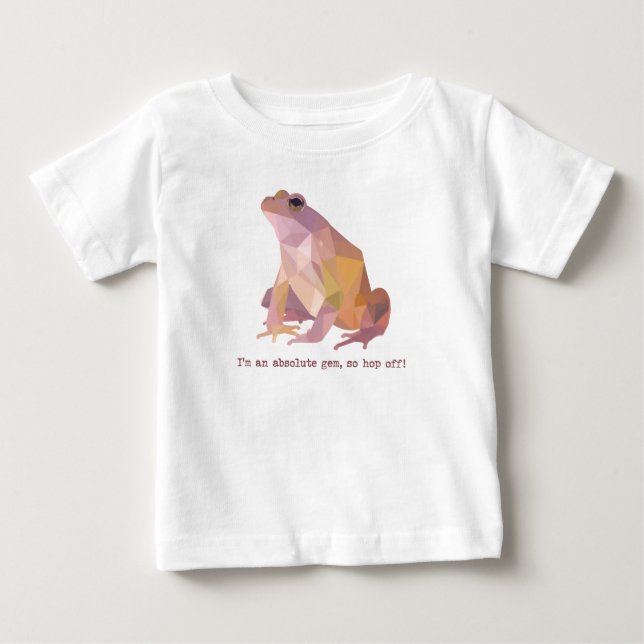 Camiseta Para Bebê Sapo Low Poly “Eu sou uma verdadeira joia” (Frente)