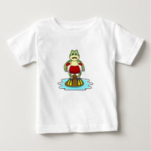 Camiseta Para Bebê Sapo para Nadar com anel de Natação