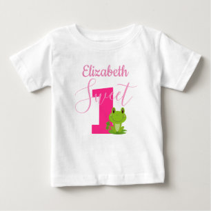 Camiseta Para Bebê Sapo Partido primeiro aniversario Doce Uma Meninin