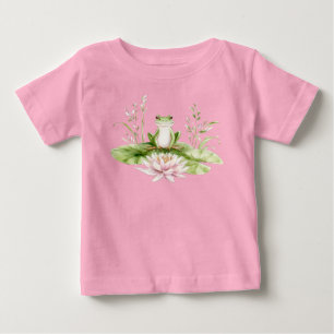 Camiseta Para Bebê Sapo Verde Aquarela
