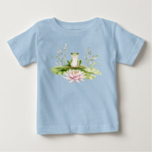 Camiseta Para Bebê Sapo Verde de Aquarela