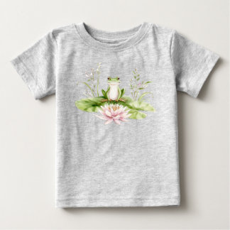 Camiseta Para Bebê Sapo Verde de Aquarela