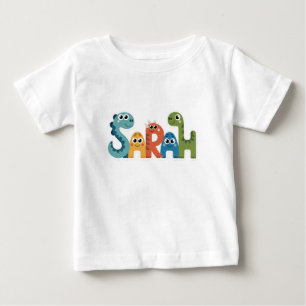 Camiseta Para Bebê Sarah Dinosaur Nome Cute Dino Letters Design