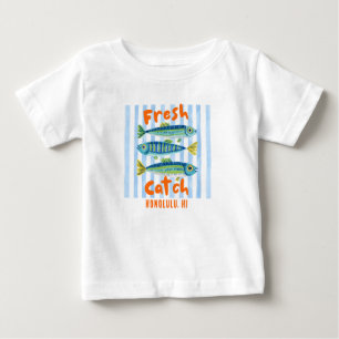 Camiseta Para Bebê Sardinhas de Pesca Fresca
