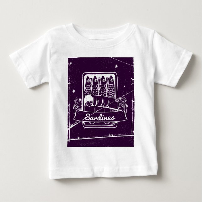 Camiseta Para Bebê Sardinhas em lata em estado de tensão (Frente)