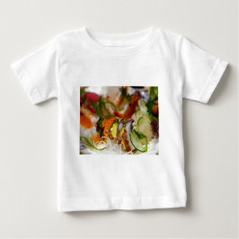 Camiseta Para Bebê Sashimi Salmão Peixe Comida Frutos do Mar Japonês