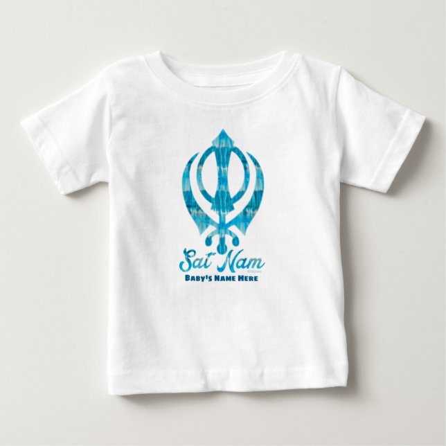 Camiseta Para Bebê Sat Nam Khanda Personalizado Branco (Frente)
