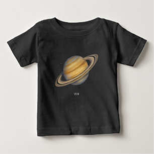 Camiseta Para Bebê Saturno artístico com anéis vibrantes