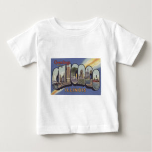 Camiseta Para Bebê Saudações do tema Chicago Large Letter vintage