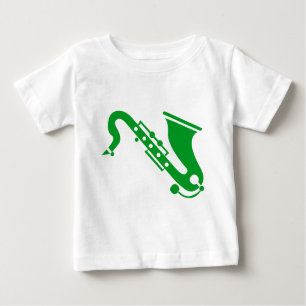 Camiseta Para Bebê Saxofone - Grass Green