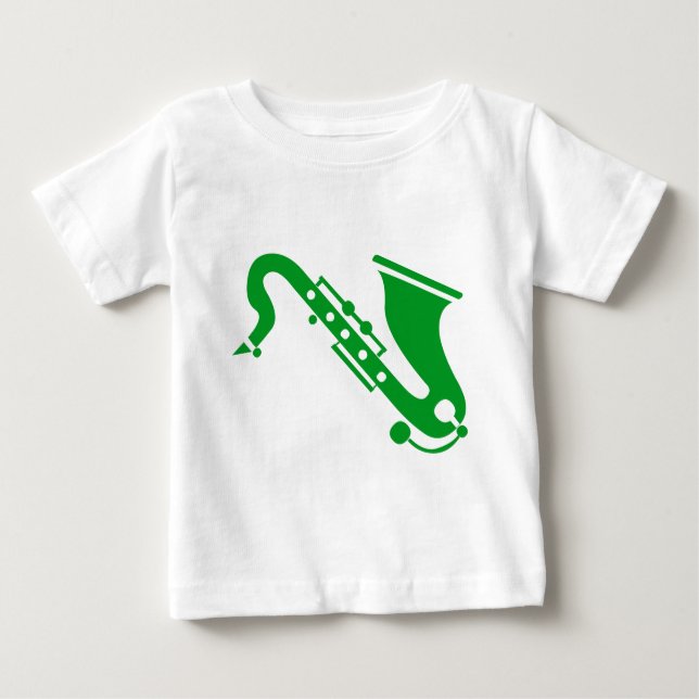 Camiseta Para Bebê Saxofone - Grass Green (Frente)