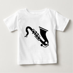 Camiseta Para Bebê Saxofone - Preto