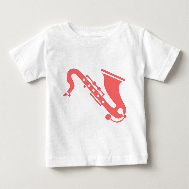 Camiseta Para Bebê Saxofone - Rosa Tropical (Frente)